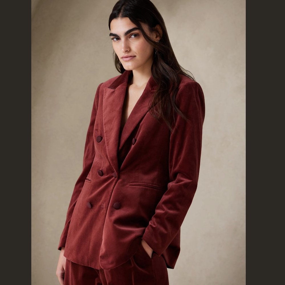 Banana Republic Velvet Blazer, Deep Red